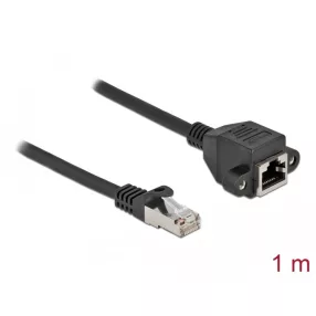   Delock Hálózat bővítő kábel S/FTP RJ45 apa - RJ45 anya Cat.6A, 1 m hosszú, fekete (DL-87001)