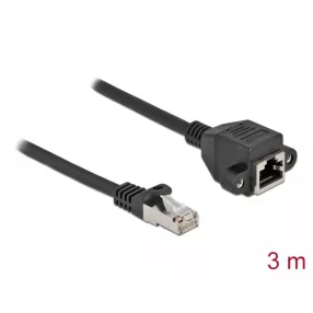   Delock Hálózat bővítő kábel S/FTP RJ45 apa - RJ45 anya Cat.6A, 3 m hosszú, fekete (DL-87003)
