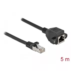   Delock Hálózat bővítő kábel S/FTP RJ45 apa - RJ45 anya Cat.6A, 5 m hosszú, fekete (DL-87005)