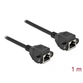   Delock Hálózat bővítő kábel S/FTP RJ45 anya - RJ45 anya Cat.6A, 1 m hosszú, fekete (DL-87009)