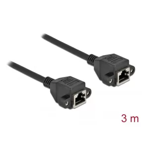   Delock Hálózat bővítő kábel S/FTP RJ45 anya - RJ45 anya Cat.6A, 3 m hosszú, fekete (DL-87011)