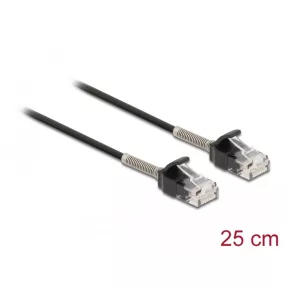   Delock Görbítés védelemmel ellátott kábel RJ45 apa - RJ45 apa Cat.6A, 25 cm hosszú, fekete (DL-87014)