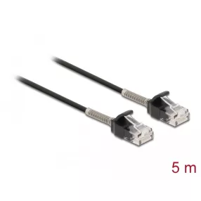   Delock Görbítés védelemmel ellátott kábel RJ45 apa - RJ45 apa Cat.6A, 5 m hosszú, fekete (DL-87021)
