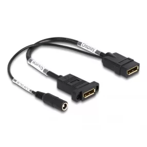   Delock DisplayPort kábel 4K 60 Hz DC töltéssel 2,1 x 5,5 mm 0,30 m panel-csatlakozó (DL-87039)