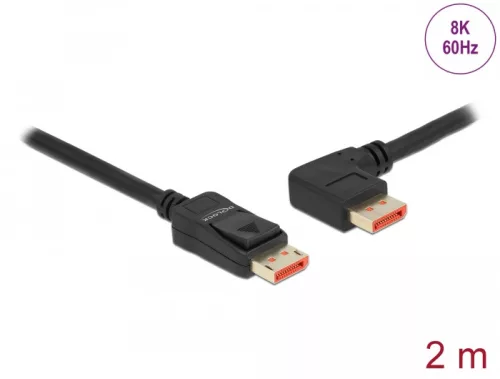 Delock DisplayPort kábel egyenes csatlakozódugóval - balra néző csatlakozódugóval 8K 60 Hz 2 m (DL-87046)