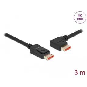   Delock DisplayPort kábel egyenes csatlakozódugóval - balra néző csatlakozódugóval 8K 60 Hz 3 m (DL-87048)