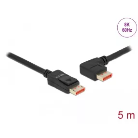   Delock DisplayPort kábel egyenes csatlakozódugóval - balra néző csatlakozódugóval 8K 60 Hz 5 m (DL-87049)