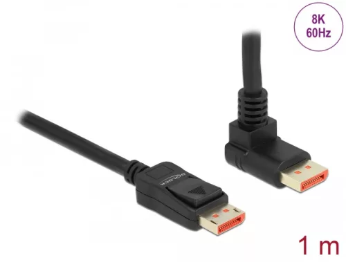 Delock DisplayPort kábel egyenes csatlakozódugóval - csatlakozódugóval 90  ívelt felfelé 8K 60 Hz 1 (DL-87054)