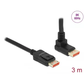   Delock DisplayPort kábel egyenes csatlakozódugóval - csatlakozódugóval 90  ívelt felfelé 8K 60 Hz 3 (DL-87056)