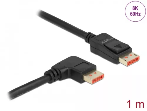 Delock DisplayPort kábel egyenes csatlakozódugóval - jobbra néző csatlakozódugóval 8K 60 Hz 1 m (DL-87060)