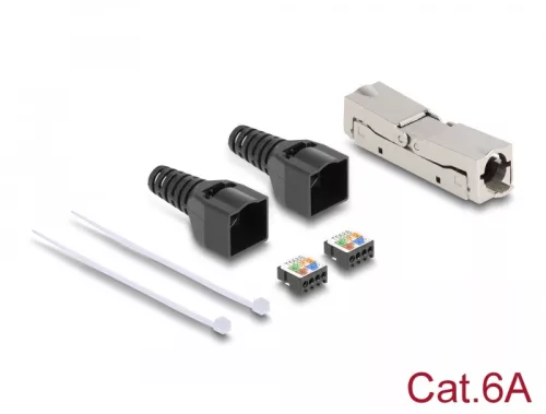 Delock RJ45 csatoló LSA-LSA húzásmentesítővel, Cat.6A szerszám nélkül (DL-87064)