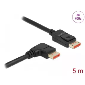   Delock DisplayPort kábel egyenes csatlakozódugóval - jobbra néző csatlakozódugóval 8K 60 Hz 5 m (DL-87069)