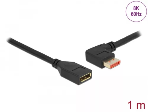 Delock DisplayPort bővítőkábel balra néző csatlakozódugóval - csatlakozóhüvellyel 8K 60 Hz 1 m (DL-87073)