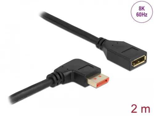 Delock DisplayPort bővítőkábel jobbra néző csatlakozódugóval - csatlakozóhüvellyel 8K 60 Hz 2 m (DL-87078)