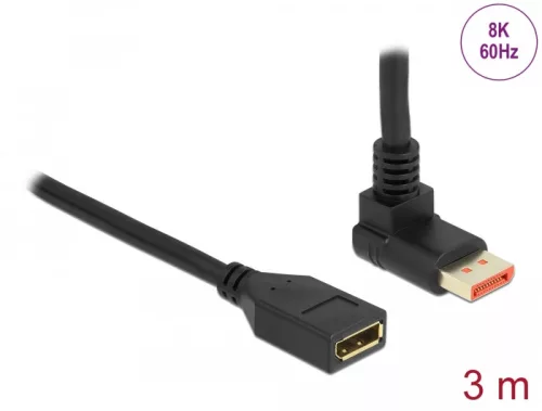Delock DisplayPort bővítőkábel csatlakozódugóval 90  ívelt felfelé - csatlakozóhüvellyel 8K 60 Hz 3 (DL-87084)