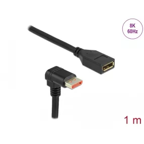   Delock DisplayPort bővítőkábel csatlakozódugóval 90  ívelt lefelé - csatlakozóhüvellyel 8K 60 Hz 1 m (DL-87087)