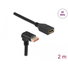   Delock DisplayPort bővítőkábel csatlakozódugóval 90  ívelt lefelé - csatlakozóhüvellyel 8K 60 Hz 2 m (DL-87091)