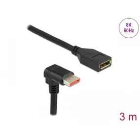   Delock DisplayPort bővítőkábel csatlakozódugóval 90  ívelt lefelé - csatlakozóhüvellyel 8K 60 Hz 3 m (DL-87093)