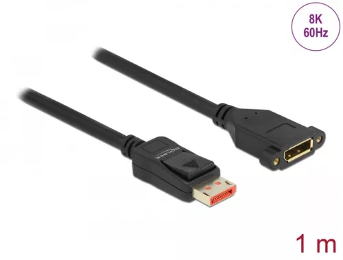 Delock DisplayPort bővítőkábel panelrögzítés 8K 60 Hz 1 m (DL-87095)