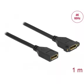   Delock DisplayPort 1.2 kábel csatlakozóhüvellyel - csatlakozóhüvellyel panelrögzítés 4K 60 Hz 1 m (DL-87100)