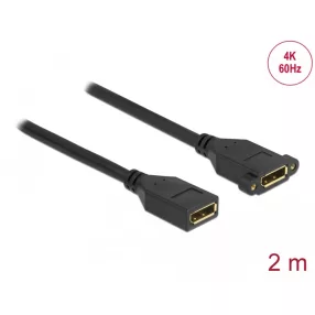   Delock DisplayPort 1.2 kábel csatlakozóhüvellyel - csatlakozóhüvellyel panelrögzítés 4K 60 Hz 2 m (DL-87101)