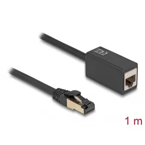   Delock hálózati hosszabbítókábel RJ45 csatlakozó az RJ45 jackhez Cat.8.1 S/FTP 1 m fekete (DL-87105)