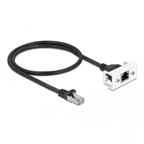   Delock Cat.6A hálózat kibővítő kábel Easy 45 modulhoz S/FTP RJ45 apa - RJ45 anya, 50 cm, fekete (DL-87110)