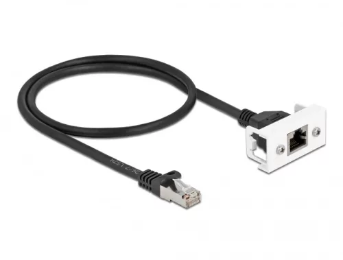 Delock Cat.6A hálózat kibővítő kábel Easy 45 modulhoz S/FTP RJ45 apa - RJ45 anya, 50 cm, fekete (DL-87110)