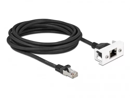Delock Cat.6A hálózat kibővítő kábel Easy 45 modulhoz S/FTP RJ45 apa - RJ45 anya, 1 m, fekete (DL-87111)