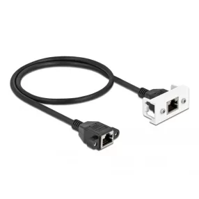   Delock Cat.6A hálózat kibővítő kábel Easy 45 modulhoz S/FTP RJ45 anya - RJ45 anya, 2 m, fekete (DL-87135)