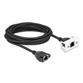   Delock Cat.6A hálózat kibővítő kábel Easy 45 modulhoz S/FTP RJ45 anya - RJ45 anya, 3 m, fekete (DL-87136)