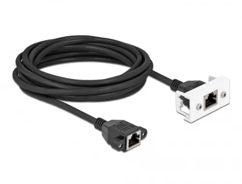 Delock Cat.6A hálózat kibővítő kábel Easy 45 modulhoz S/FTP RJ45 anya - RJ45 anya, 3 m, fekete (DL-87136)