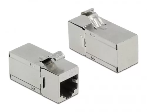 Delock Keystone modul, RJ45-aljzat - RJ45-aljzat, Cat.6A, 90 fokos szögű (DL-87142)