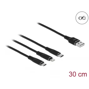   Delock 30 cm hosszú, USB töltő kábel 3 az 1-ben Lightning -, Micro USB- és USB Type-C  csatlakozásho (DL-87152)