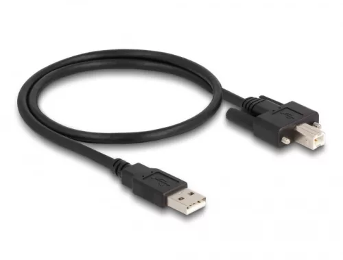 Delock Kábel USB 2.0 A-Típusú dugó - B-Típusú dugó csavarokkal ellátott 0,5 m (DL-87197)
