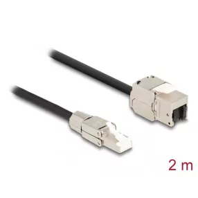   Delock Kábel RJ45 dugasz terepen szerelhető Keystone Modul RJ45 aljzathoz Cat.6A 2 m (DL-87209)
