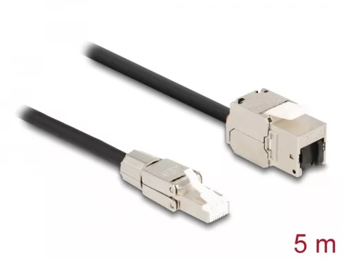 Delock Kábel RJ45 dugasz terepen szerelhető Keystone Module RJ45 aljzathoz Cat.6A 5 m (DL-87245)