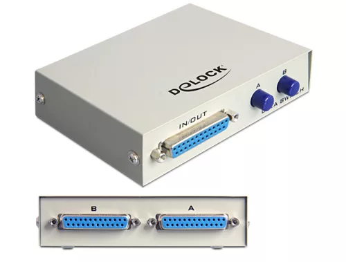 Delock Párhuzamos kapcsoló, Sub-D 25 pin 2-portos, kézi (DL-87618)