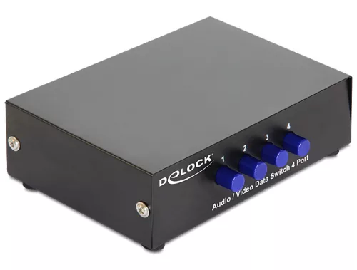 Delock 4 portos manuális, kétirányú audio / video kapcsoló (DL-87637)