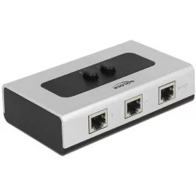   Delock Manuális, kétirányú RJ45-kapcsoló 10/100/1000 Mb/s 2 porttal (DL-87673)