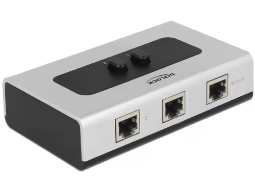 Delock Manuális, kétirányú RJ45-kapcsoló 10/100/1000 Mb/s 2 porttal (DL-87673)