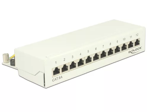 Delock asztali patch panel 12 portos Cat.6A fehér (DL-87679)
