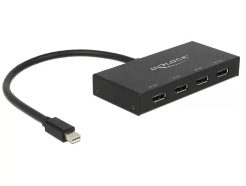 Delock Displayport 1.2-es elosztó 1 x mini Displayport-bemenet > 4 x Displayport-kimenet 4K (DL-87693)