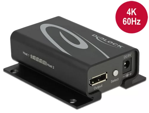 Delock Displayport 1.2 kapcsoló 2 x Displayport-bemenet > 1 x Displayport-kimenet 4K (DL-87697)
