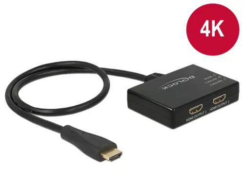 Delock HDMI UHD-es elosztó 1 x HDMI-bemenet > 2 x HDMI-kimenet 4K (DL-87700)