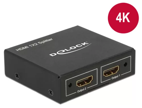 Delock HDMI-elosztó, 1 x HDMI-bemenet > 2 x HDMI-kimenet, 4K (DL-87701)