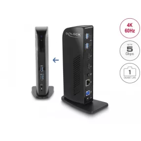   Delock USB dokkolóállomás kettős DisplayPort 4K / USB 3.2 / LAN / audio (Displaylink) (DL-87728)