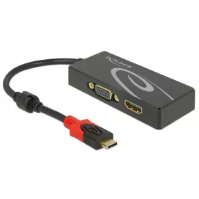   Delock Elosztó USB Type-C  csatlakozóval (DP alternatív mód) > 1 db HDMI + 1 db VGA csatlakozó (DL-87730)