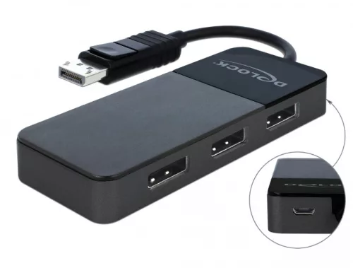 Delock DisplayPort 1.4-es elosztó 1 x DisplayPort-bemenet > 3 x DisplayPort-kimenet (DL-87737)
