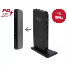   Delock USB Type-C , DP 1.4, dokkoló állomás 4K - HDMI / DP 1.4 / USB 3.2 / LAN / PD 3.0 (DL-87746)